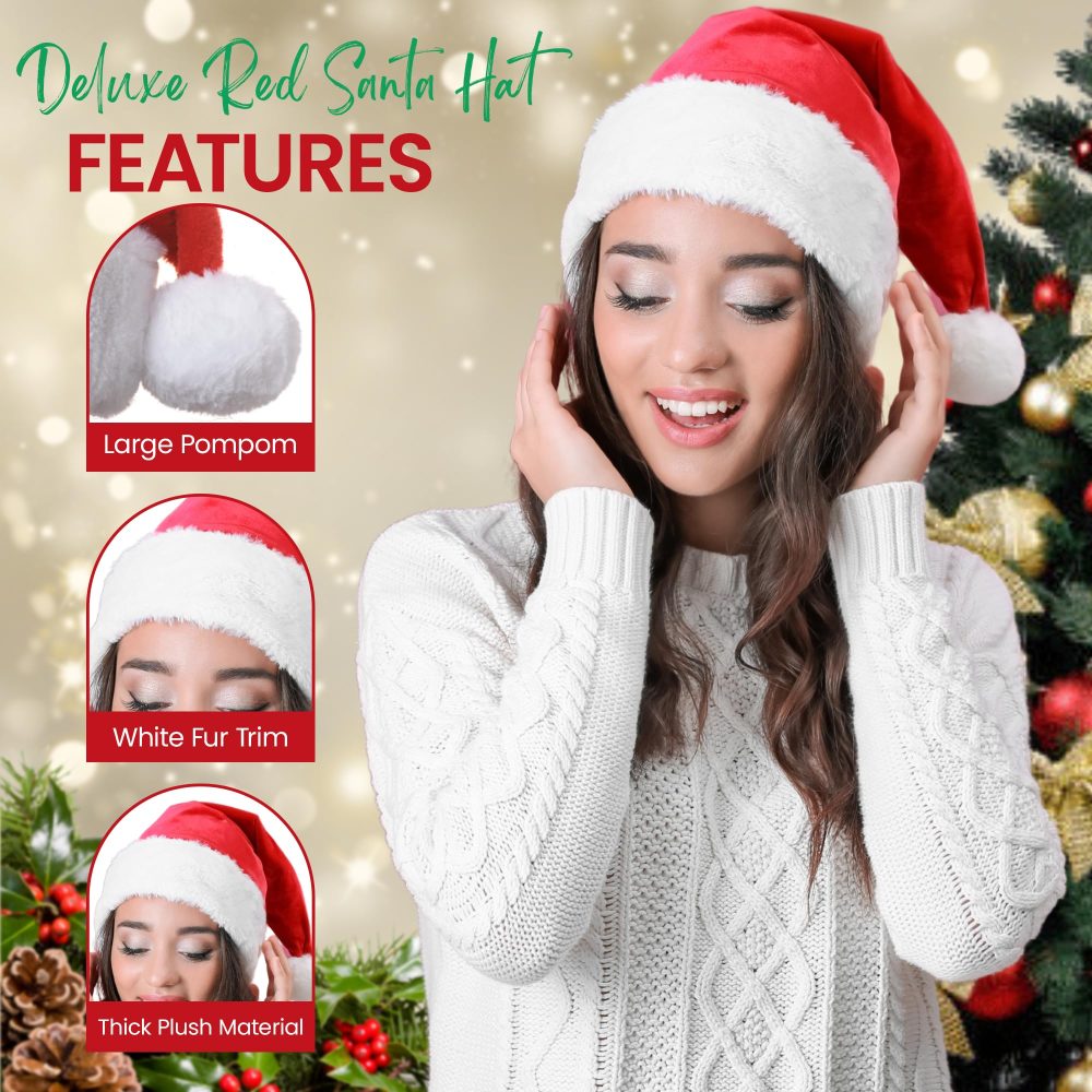 Novelty Christmas Hats Pack - Contains Santa Hats, Christmas Turkey Hat Adult, Christmas Pudding Hat Adult, Christmas Tree Hat - Christmas Accessories to Wear as Christmas Novelty Hats for Adults (5) - Image 6