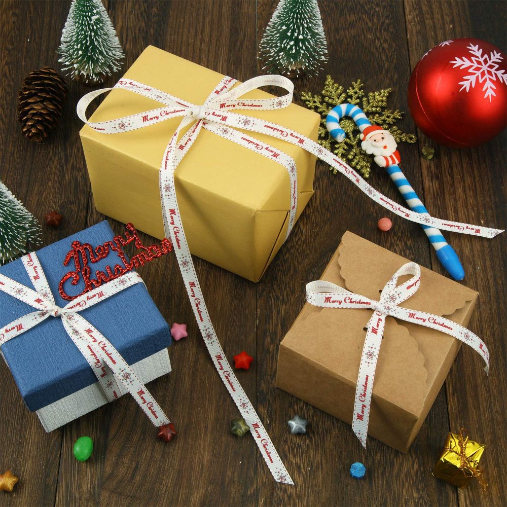 65 Feet Christmas Grosgrain Ribbon Merry Christmas Ribbon Gift Wrapping Ribbon for Christmas DIY Gifts, 10 mm Wide - Image 6