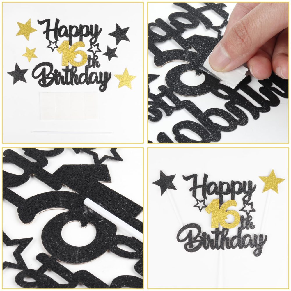 Black Gold 70th Happy Birthday Candles Cake Toppers Set, Number 70 Candle for Cake, Gold Candles for Women Men Birthday Decorations, Star Cake Toppers for Girls Boys Birthday Party Wedding Anniversary - Image 6