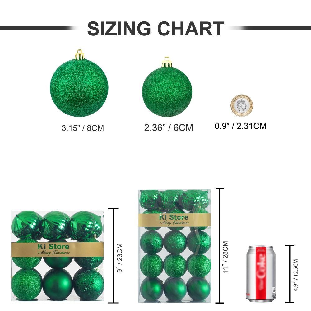 Green Christmas Baubles 80mm Christmas Tree Decoration Ornaments 18pcs Shatterproof Balls for Xmas Hanging Decorations Festival Holiday Decor - Image 3