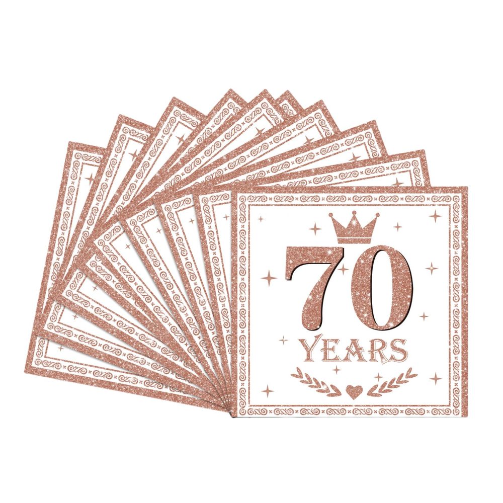 20pcs Rose Gold Happy 70th Birthday Napkins,70th Birthday Serviettes for Women,70th Napkins Serviettes for 70th Birthday Table Decorations,70th Birthday Party Tissue for Her 70th Birthday Decorations