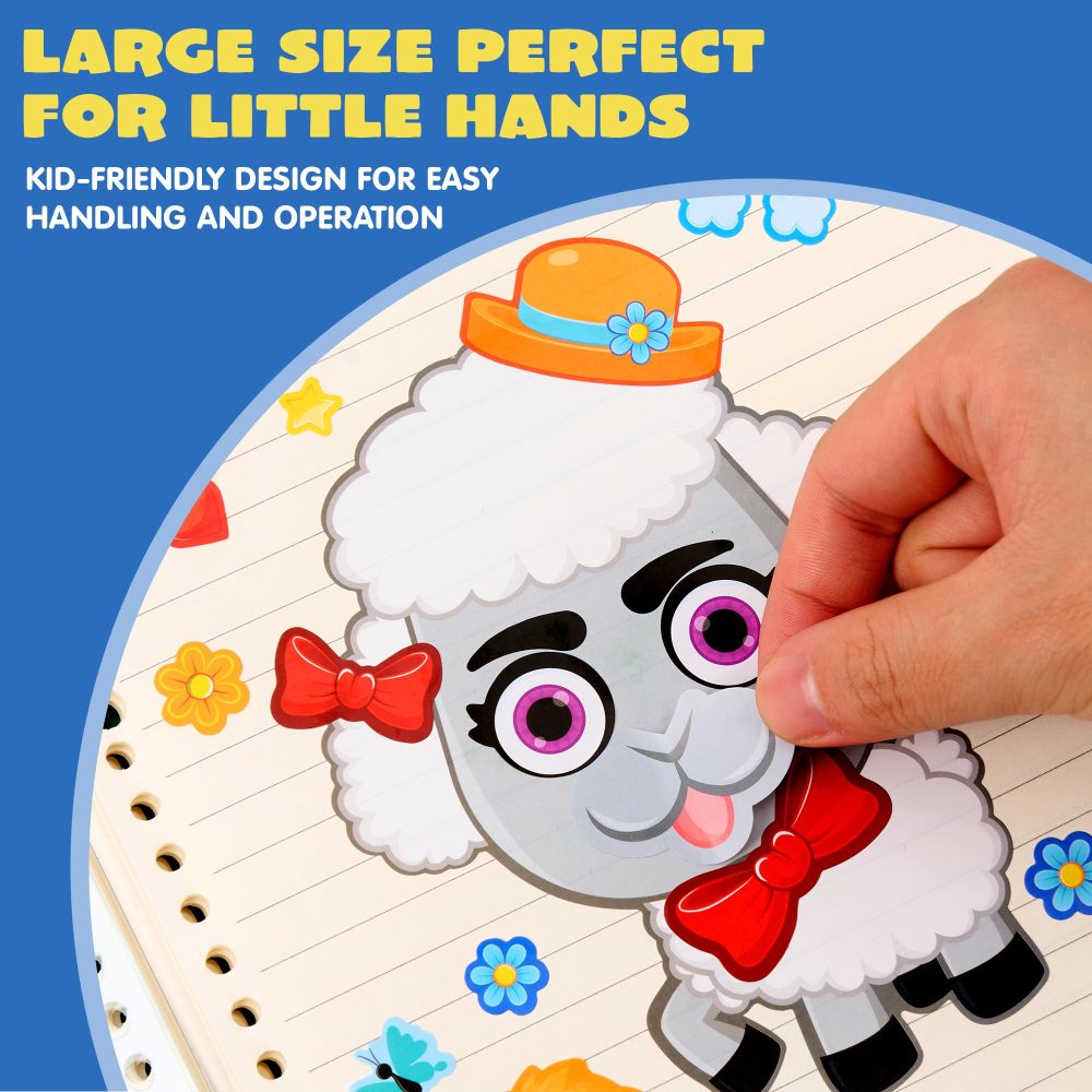 JOYIN 24 PCS 6"x 9"/15.2 * 22.8cm Make-a-face Sticker Sheets for Kids, Make Your Own Animal Farm and Match Sticker Sheets with Farm and Fantasy Animals Kids Party Favor Supplies Craft - Image 7