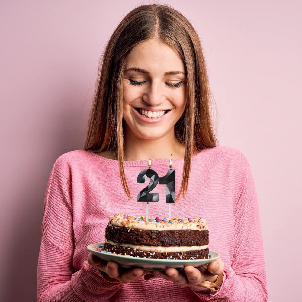21th Birthday Candles, Black Number 21 Candle,Birthday Cake Candles, Birthday Candle for Cake, Cake Candles Cake Topper Decorations for Birthday Party, Wedding, and Anniversary Supplies - Image 7