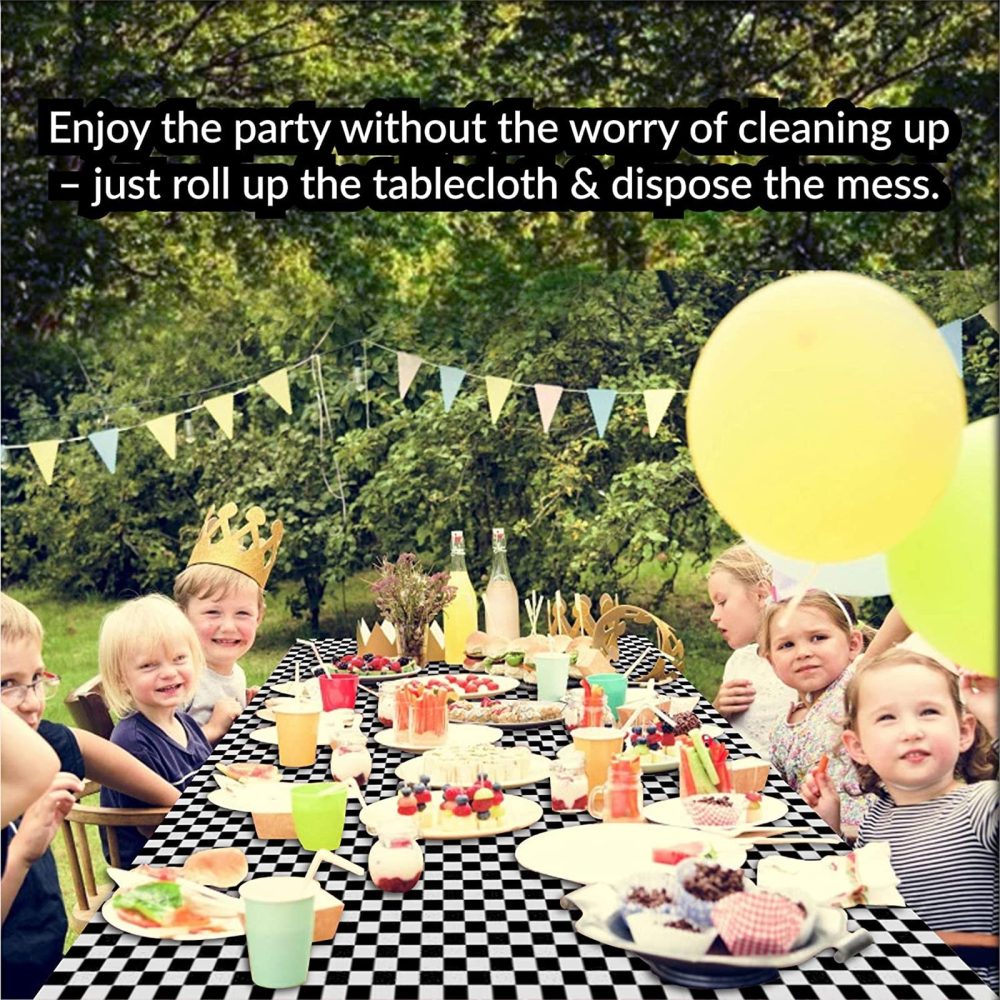 137*274cm Black and White Checkered Disposable Table Cloth Table Covers,Party Rectangular Tablecover Plastic Tablecloths for Racing Party,Picnic,Baby Shower,Wedding,Birthday Parties Decoration - Image 3