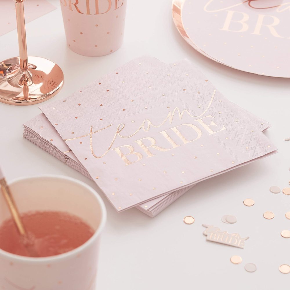 Ginger Ray Hen Party Rose Gold Foiled Pink Napkins Wedding 16 Pack Wedding,16. 5 x 16. 5 centimeters