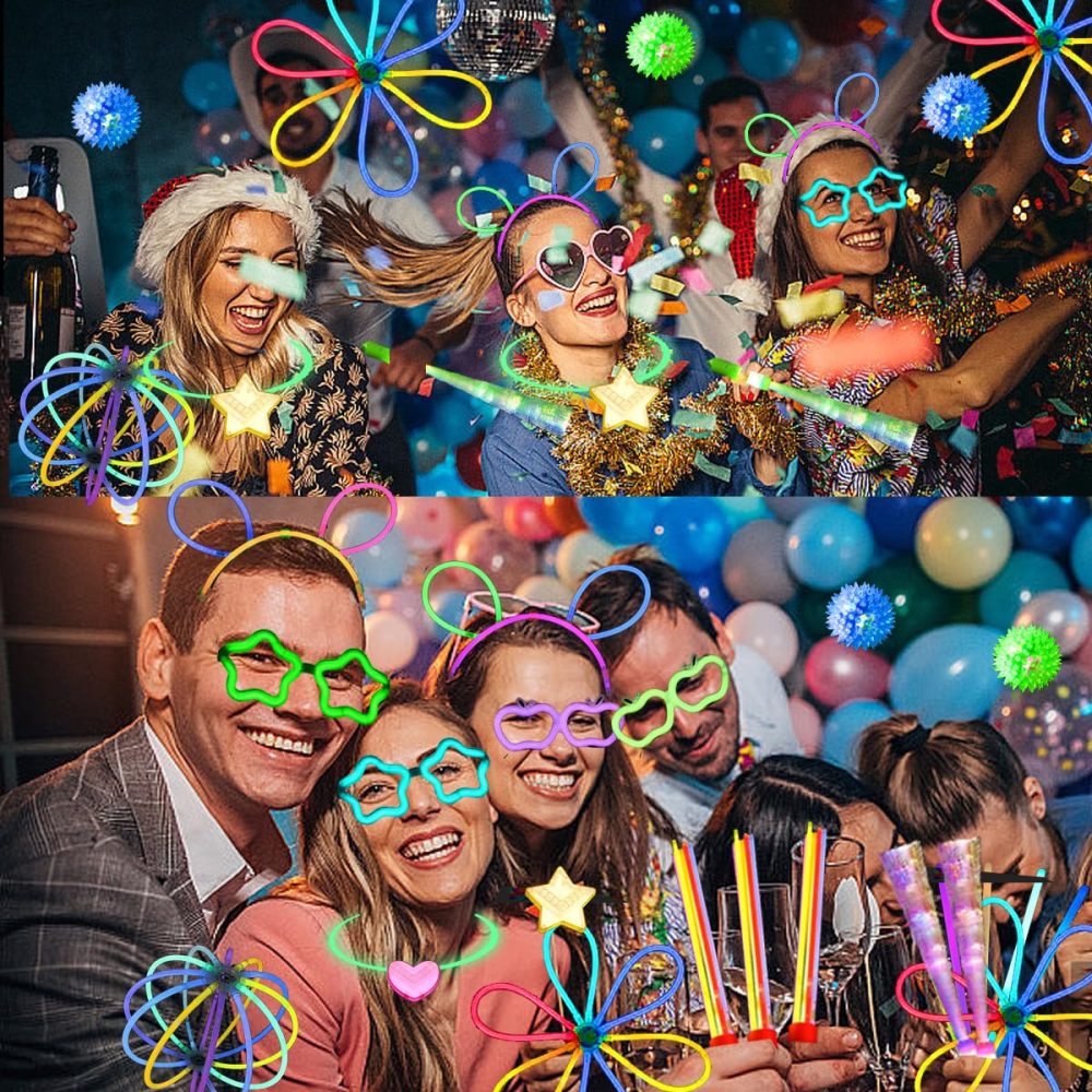 zycBernoi 362 PCS Glow Sticks Party Packs for Children, Glow in the Dark Party Supplies, Glow Sticks Bulk DIY Glow Necklaces Glasses Bracelets Headband, Neon Party Supplies & Decorations - Image 2