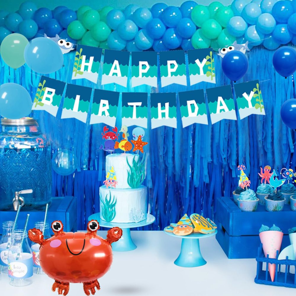 Under the Sea Party Decorations, Birthday Decorations for Boys, Under the Sea Balloon Arch Kit, Happy Birthday Banner, Ocean Animals Balloons Kids Boy Blue Birthday Party Decoration Supplies - Image 3