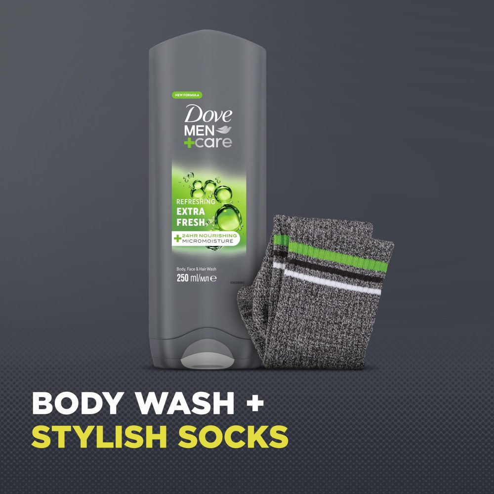 Dove Men+Care Body Wash & Socks Gift Set 3-in-1 hair, face & body wash and socks in a stylish box perfect gifts for men 1 piece - Image 3