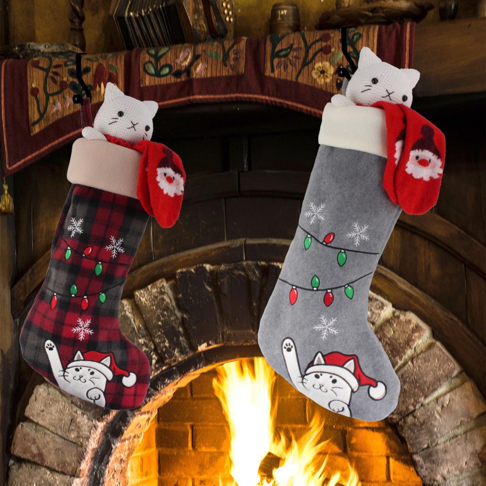 BambooMN 1 Pc Set 18" Classic Hand Embroidered Sequined Cute Animal Christmas Stocking, 02 Penguin - Image 4