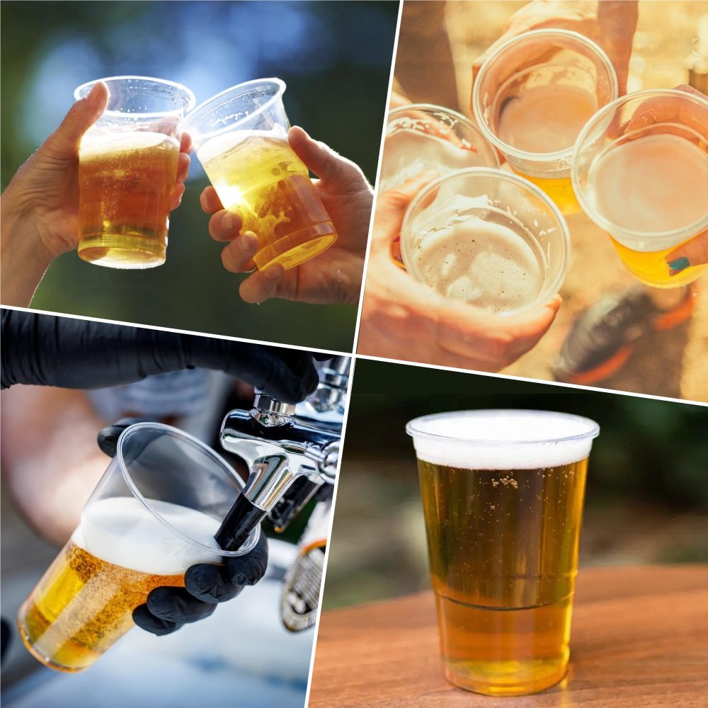 CHEF ROYALE 50x Disposable Full Pint Cups - (660ml) Pint to Brim- Recyclable -CE Marked- PP Clear Plastic Glasses for Large Events and Parties (Pack of 50 Cups Full Pint- 660ml,Translucent) - Image 3