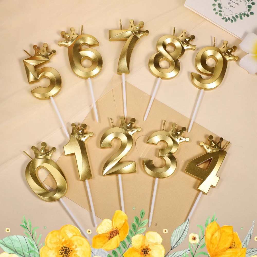Birthday Candles for Cakes, Gold Crown Number Candle, Birthday Cake Decorations, Happy Birthday Candle, Cake Candles Cake Topper Decorations for Birthday Party Wedding Anniversary (Gold 0) - Image 4