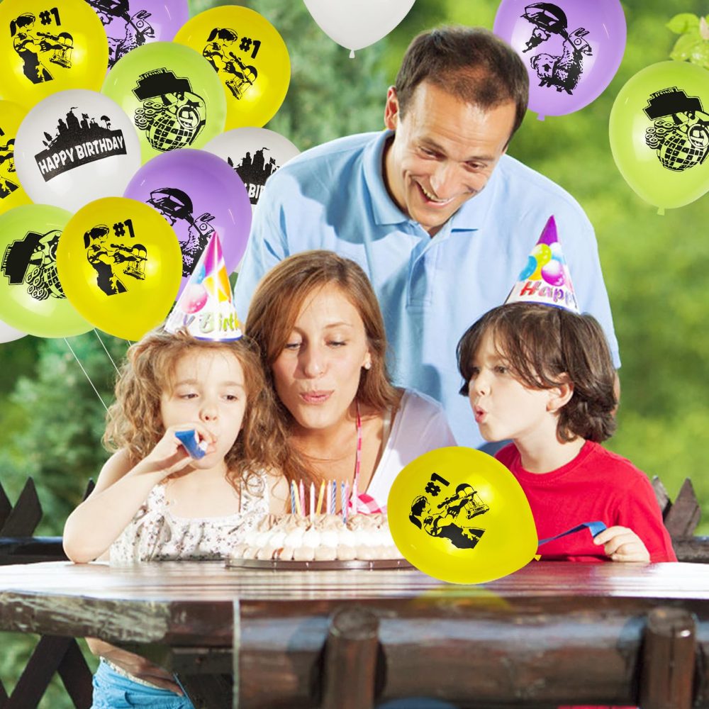 Fortnit Birthday Decorations,48pcs Fortnit Balloons,Gaming Party Decorations,Fortnit Latex Birthday Party Balloons for Kids Birthday Baby Shower Fortnit Theme Party Supplies - Image 3