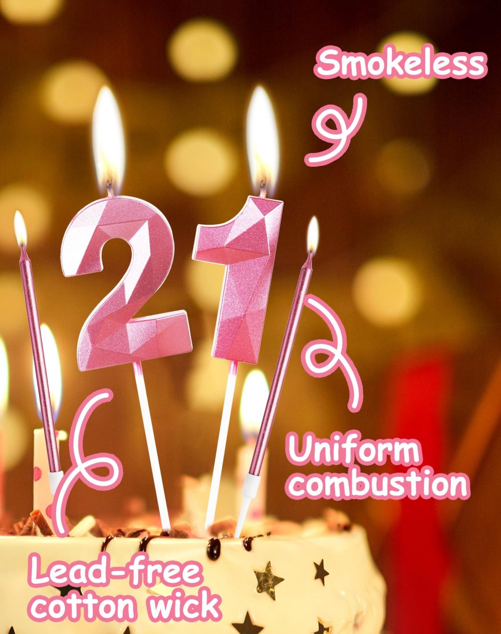 Girls Pink 18th Birthday Candles Set, Number 18 Candle with Girls Pink Long Candles, Birthday Candles for Cake, Birthday Candle, Cake Candles Cake Topper Decorations for Women Birthday Party Wedding - Image 7