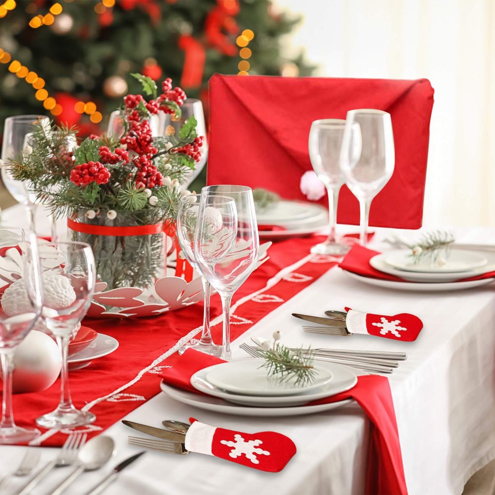 Funnlot Santa Christmas Chair Covers 12 Pcs Santa Chair Back Covers Christmas Cutlery Socks Santa Seat Covers Fabric Santa Chair Covers Cover Christmas Decorations for Chairs Kitchen Festival Holiday - Image 2