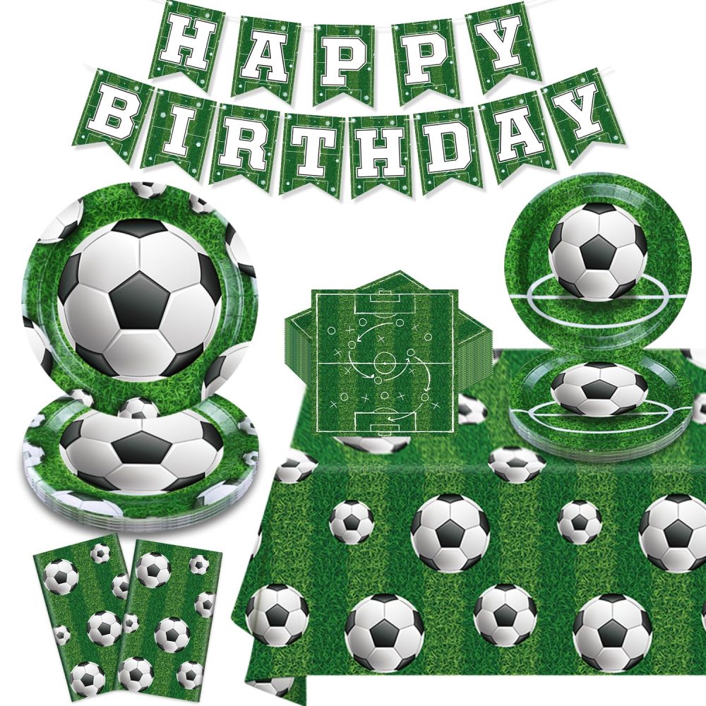 123 Pcs Football Party Supplies Football Party Decorations Sports Theme Birthday Decor Football Birthday Party Supplies Football Theme Tableware Set - Plates, Napkins, Tablecloths, Banner Serves 40