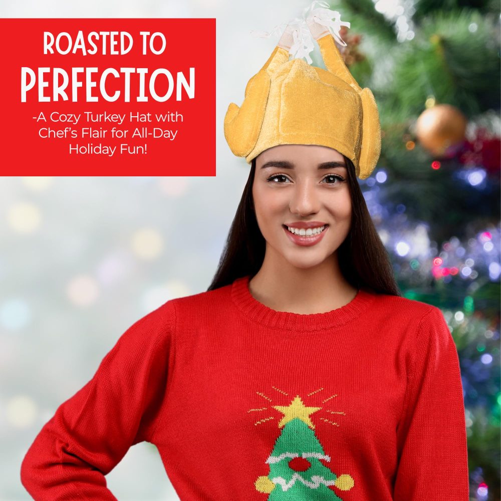 Christmas Turkey Hat Novelty Christmas Hat - Turkey Christmas Hat - Secret Santa Hat Novelty Christmas Gifts Chicken Hat Adult - Turkey Hats for Turkey Costume Funny Christmas Party Hats for Adults - Image 3