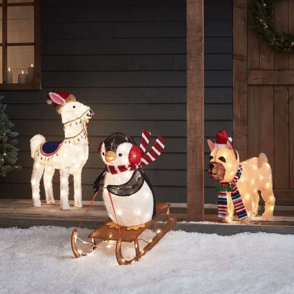 Lighs4fun Outdoor Christmas Light Up Bulldog Dog Figure Garden Decoration with 50 Warm White LEDs & Timer 55cm - Image 3