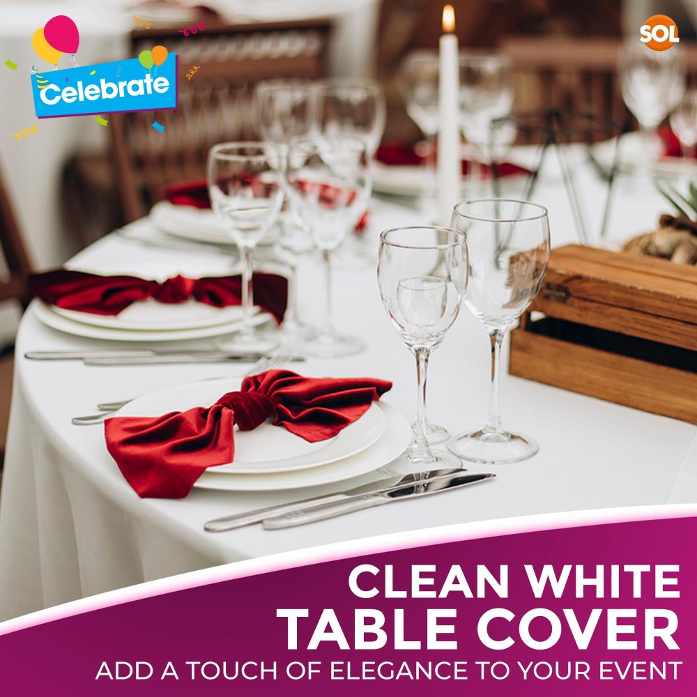 9pk White Round Table Cloth Disposable | 140cm Party Round Tablecloths For Circular Table | Round Table Cloths Circular Tablecloth Round Table Cloth White Round Tablecloth White Table Cloth Round - Image 5