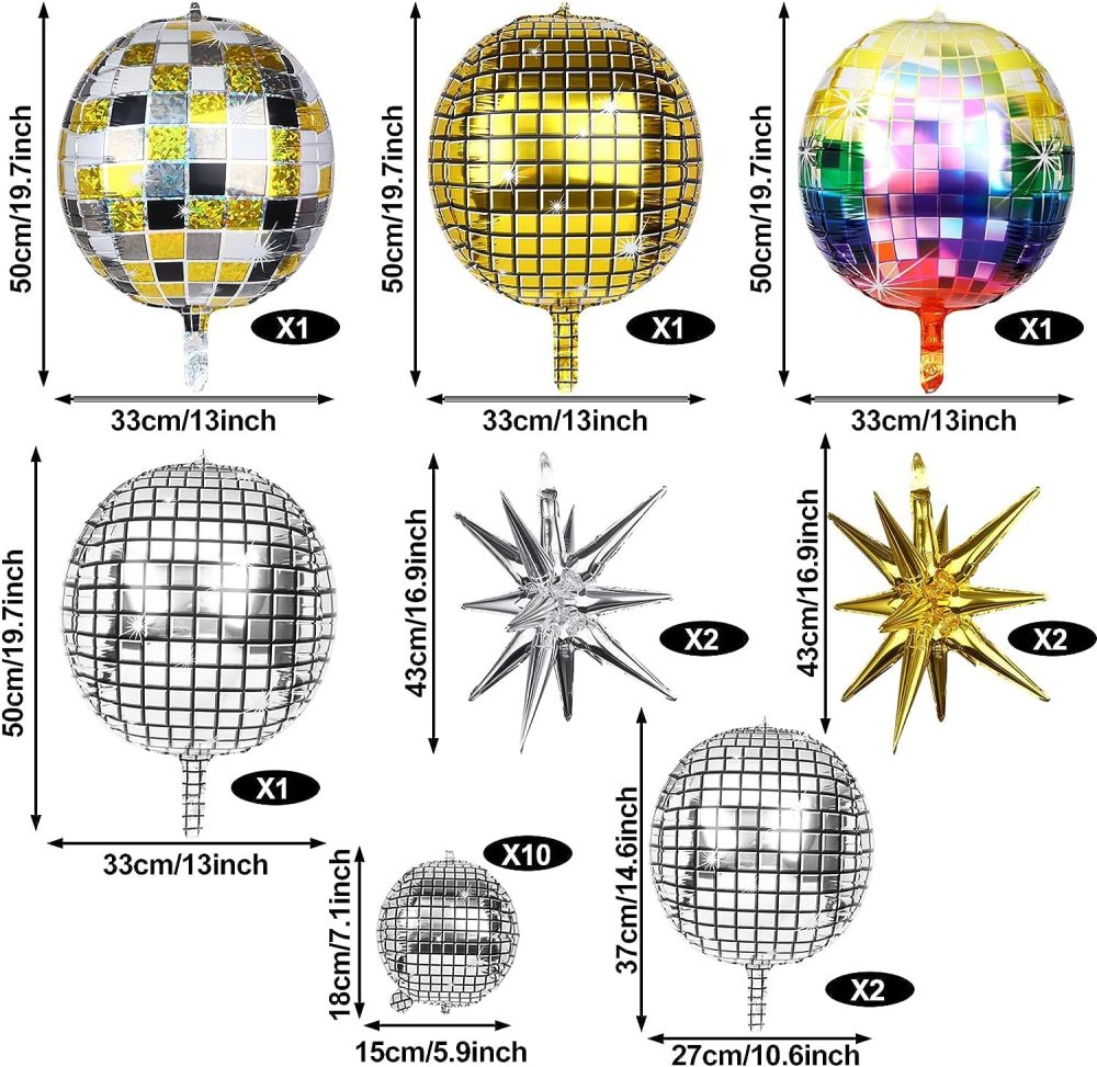 20 Pcs Disco Ball Balloons Disco Foil Balloons Disco Mylar Balloon 4D Aluminum Foil Balloon Explosion Star Balloon for Birthday Wedding Anniversary 70s 80S 90S Party Decorations - Image 7
