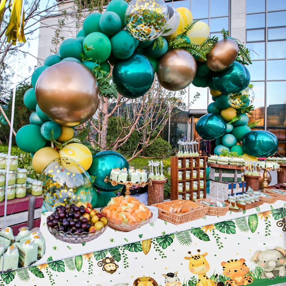 2pcs Jungle Safari Party Table Covers Tablecloths Plastic Jungle Animals Tablecloths Safari Theme Table Cloth Jungle Safari Tablecloth for Birthday Party Decorations Baby Shower Kids Boys - Image 4