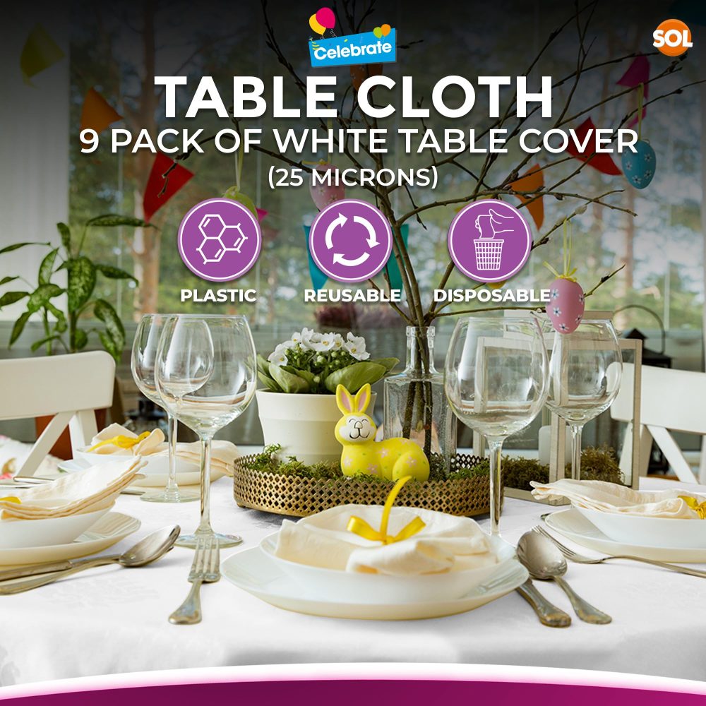 9pk White Round Table Cloth Disposable | 140cm Party Round Tablecloths For Circular Table | Round Table Cloths Circular Tablecloth Round Table Cloth White Round Tablecloth White Table Cloth Round - Image 6