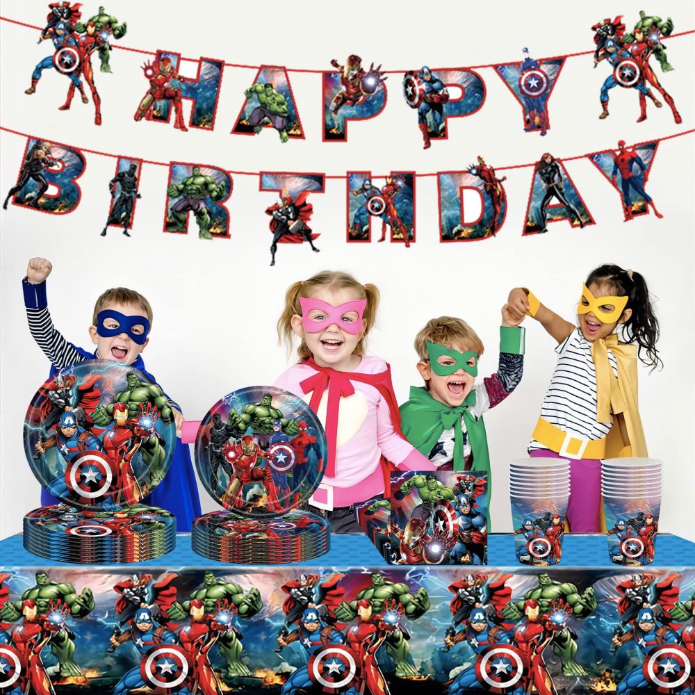 POPOYU Marvel Avengers Kids Party Table Cloth,Superhero Table Cover,SuperHero Kids Party Tableware Decorations,Captain America Party Tablecloth for Kids Boys Marvel Birthday Party Supplies - Image 3