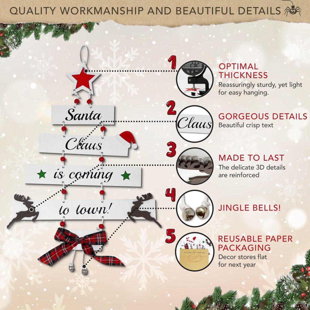 Premium Wooden Christmas Decorations - Large Hanging Christmas Decorations Indoor, Christmas Ornaments, Christmas Ceiling Decorations, Christmas Window Decorations, Christmas Room Decorations - Image 5