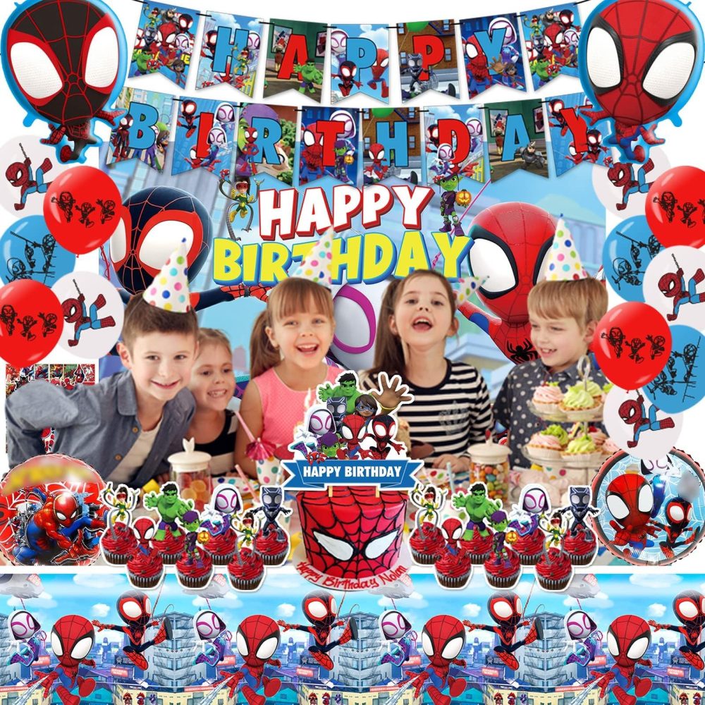 POPOYU 2Pcs Spidey Party Tablecloth,Spidey Amazing Friends Party Table Cloth for Kids,108x180cm Plastic Spider Table Cover Party Table Decorations for Kids Boys Birthday Superhero Party Supplies - Image 2