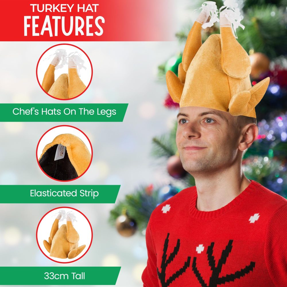 Christmas Turkey Hat Novelty Christmas Hat - Turkey Christmas Hat - Secret Santa Hat Novelty Christmas Gifts Chicken Hat Adult - Turkey Hats for Turkey Costume Funny Christmas Party Hats for Adults - Image 4