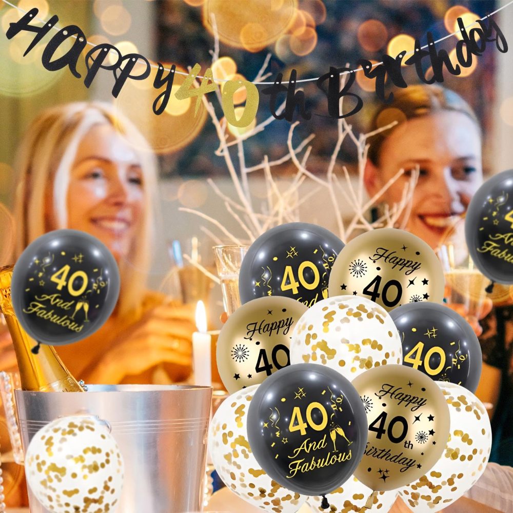 30th Birthday Decorations for Him,Black Gold Birthday Decoration Kit Incloud 10 Pcs Black Gold Happy 30th Birthday Latex Confetti Balloons 30th Birthday Banners for Men Women 30th Birthday Supplies - Image 3