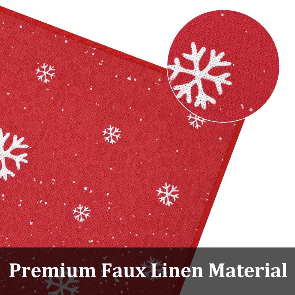 CAROMIO Merry Christmas Kitchen Rug, Linen Like Weave Christmas Snowflake Kitchen Decoration, Non-Slip Washable Kitchen Floor Mats for Winter Home Kitchen 40x60cm + 40x120cm - Image 3