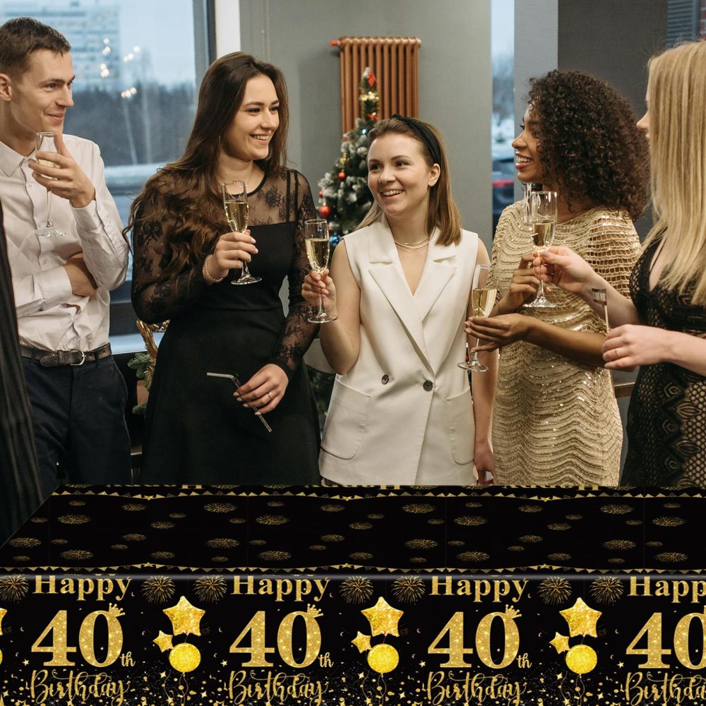 2Pcs Black Gold Happy 30th Birthday Party Table Cloth,137*274cm Plastic 30th Birthday Table Decorations for Men Women Birthday Table Cloth Disposable Tablecover for 30th Him,Her Birthday Gifts Party - Image 3