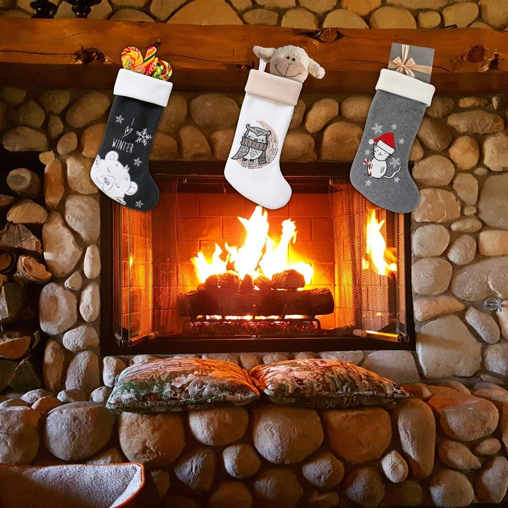 BambooMN 1 Pc Set 18" Classic Hand Embroidered Sequined Cute Animal Christmas Stocking, 02 Penguin - Image 5