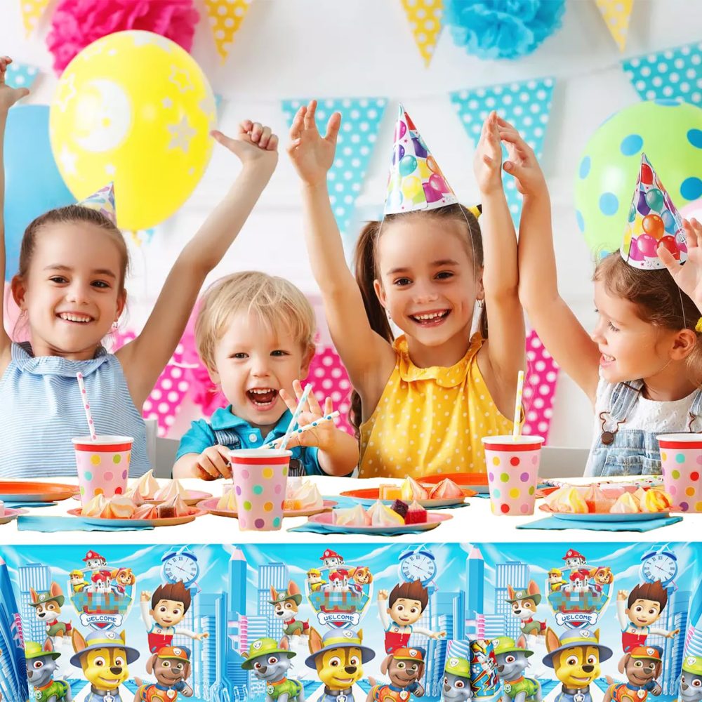 Sidesea Table Cloth Party, 3Pack 180 * 108cm Dog Table Cloth Party for Boys Waterproof Cartoon Party Tablecloth Rectangular Plastic Birthday Table Cover for Kids Party Decorations - Image 6