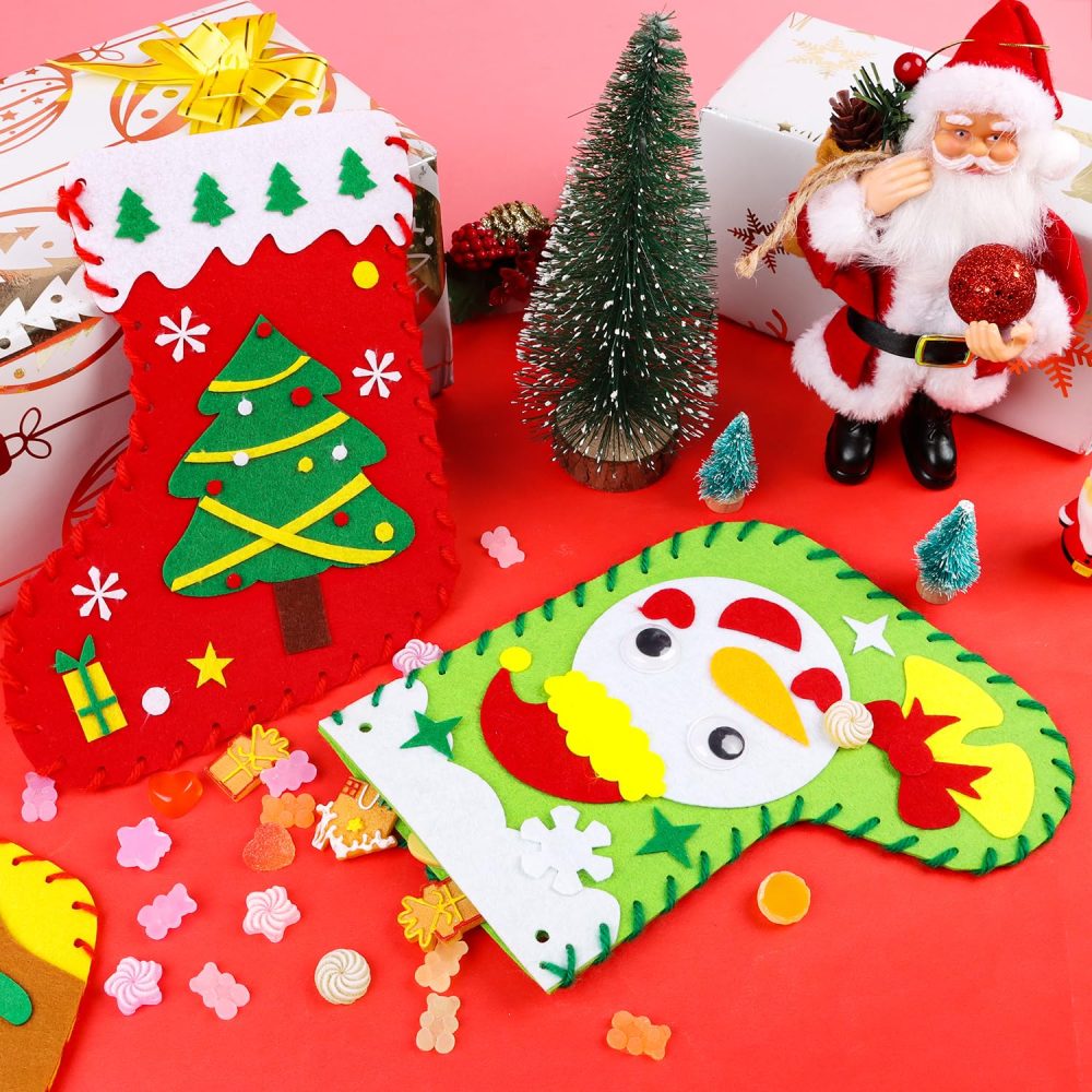 DERAYEE 6 Pack Christmas stockings, Xmas Mini Stockings DIY Felt Personalized Stockings Christmas Tree Decoration for Kids and Adults - Image 5