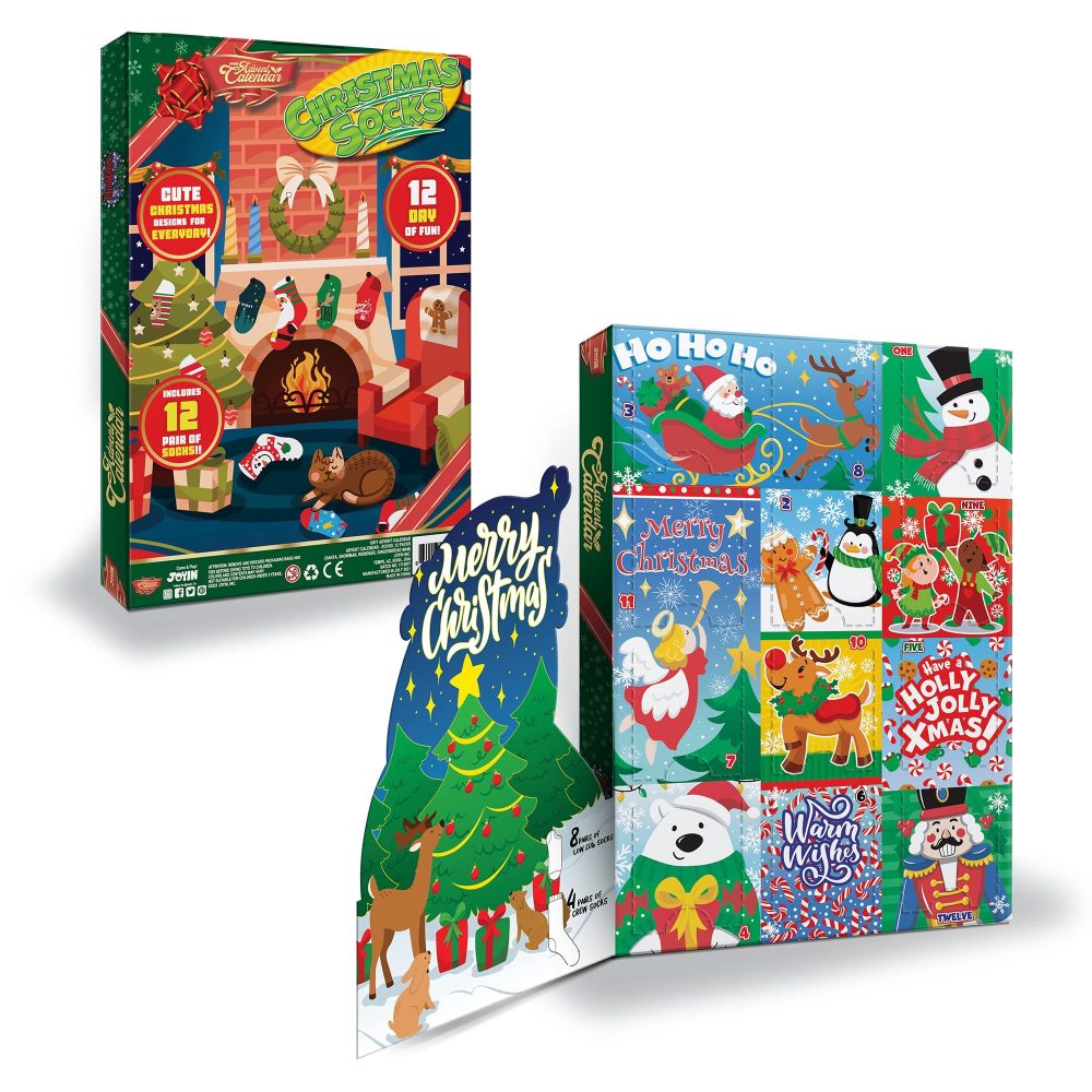 JOYIN 2024 Christmas Advent Calendar 12 Days of Christmas Warm Cotton Socks for Women Countdown Calendar Includes 8 Low Cut Socks and 4 Knee High Socks Gift for Holiday Christmas Party Favor Gifts - Image 2