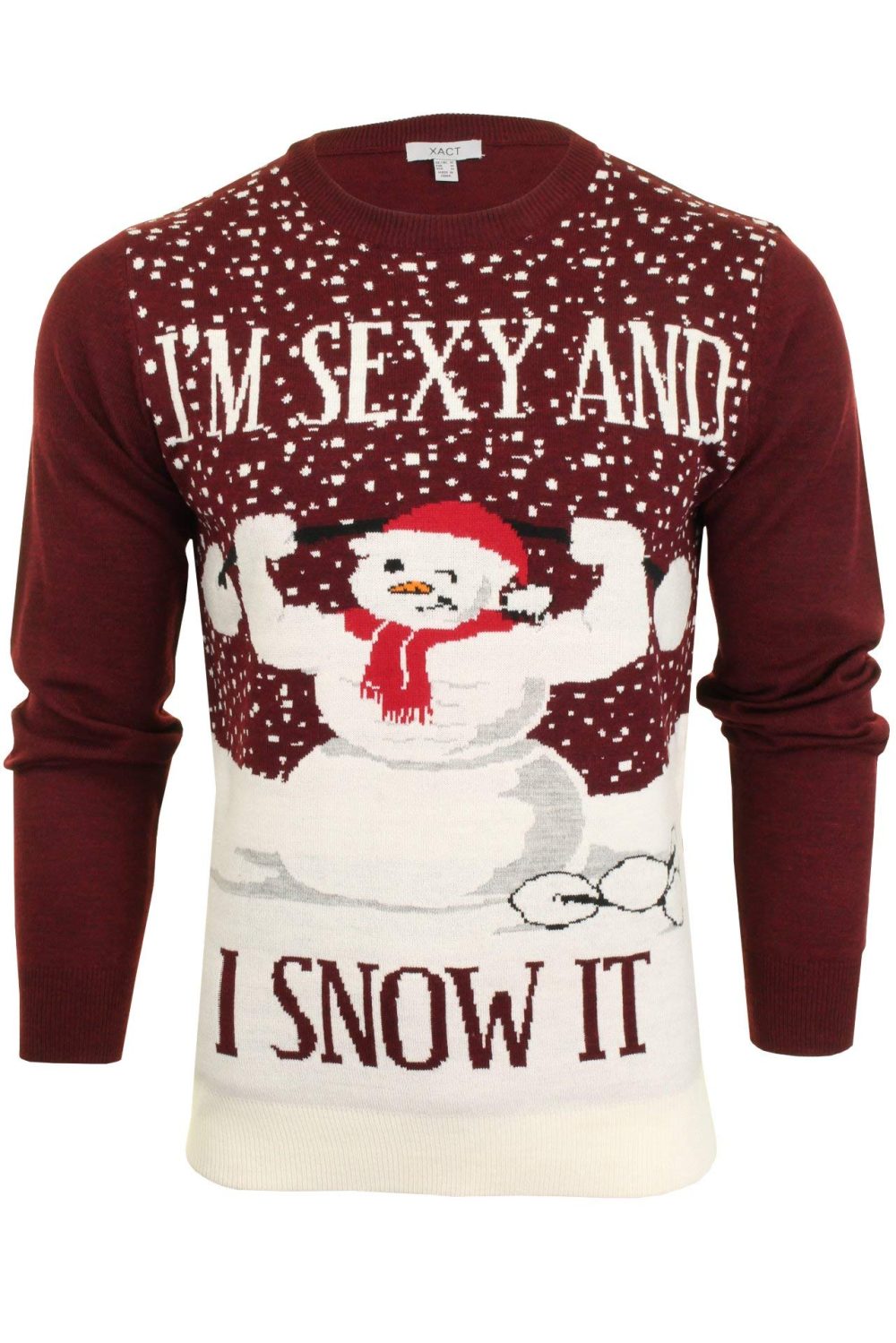 Xact Mens Christmas/Xmas Jumper - Sexy Snowman (Burgundy) S
