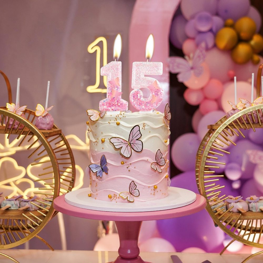 Butterfly Number Candles, Pink Gradient 1st Candles, Butterfly Birthday Number 1 Candles Cake Toppers for Girls Boys Baby Birthday Butterfly Theme Party - Image 3