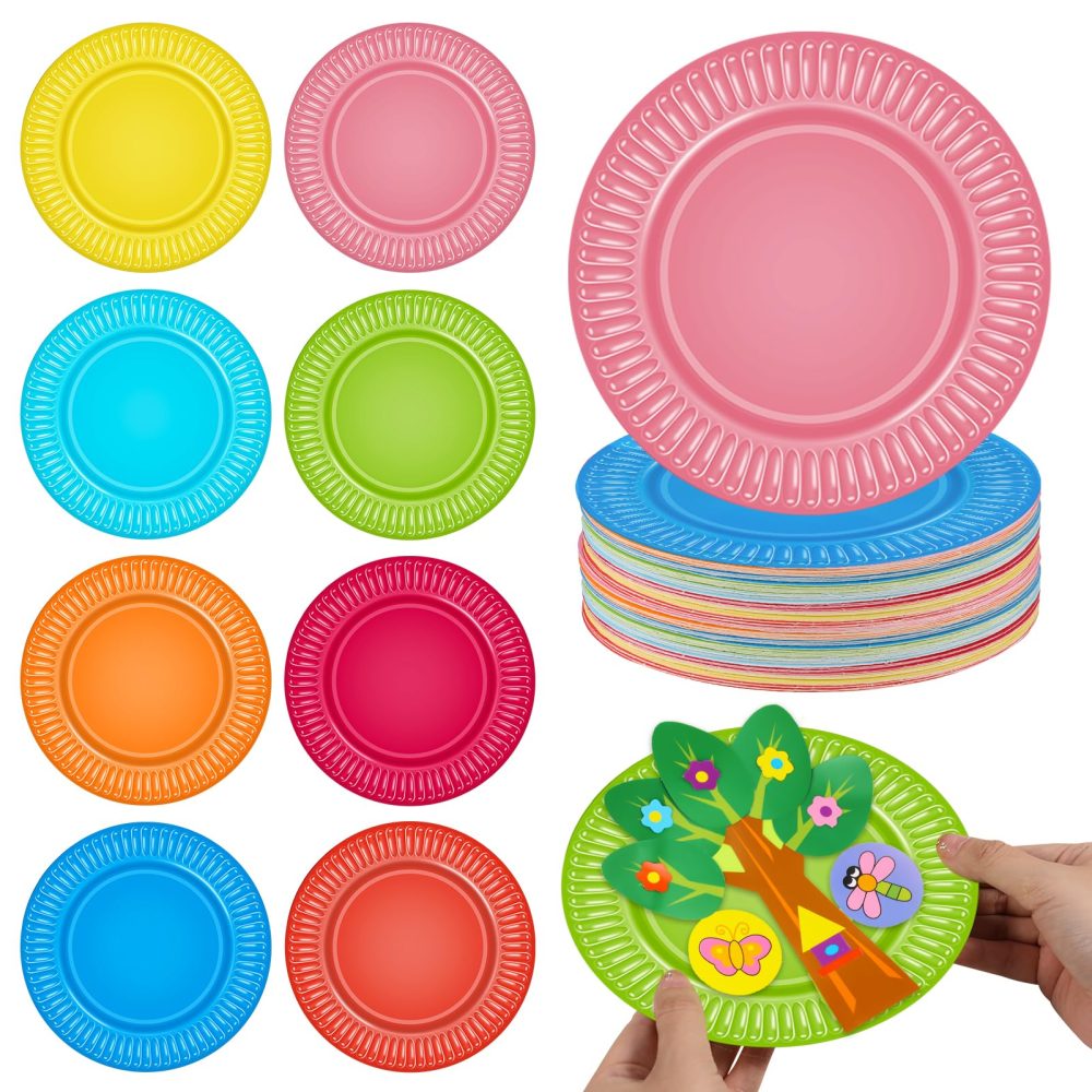 Opopark 40 Pack Colorful Paper Plates,6in Round Party Tableware Plates Disposable Paper Dinner Plates Birthday Party Supplies for Kids Birthday Party Barbecue Wedding - Image 8