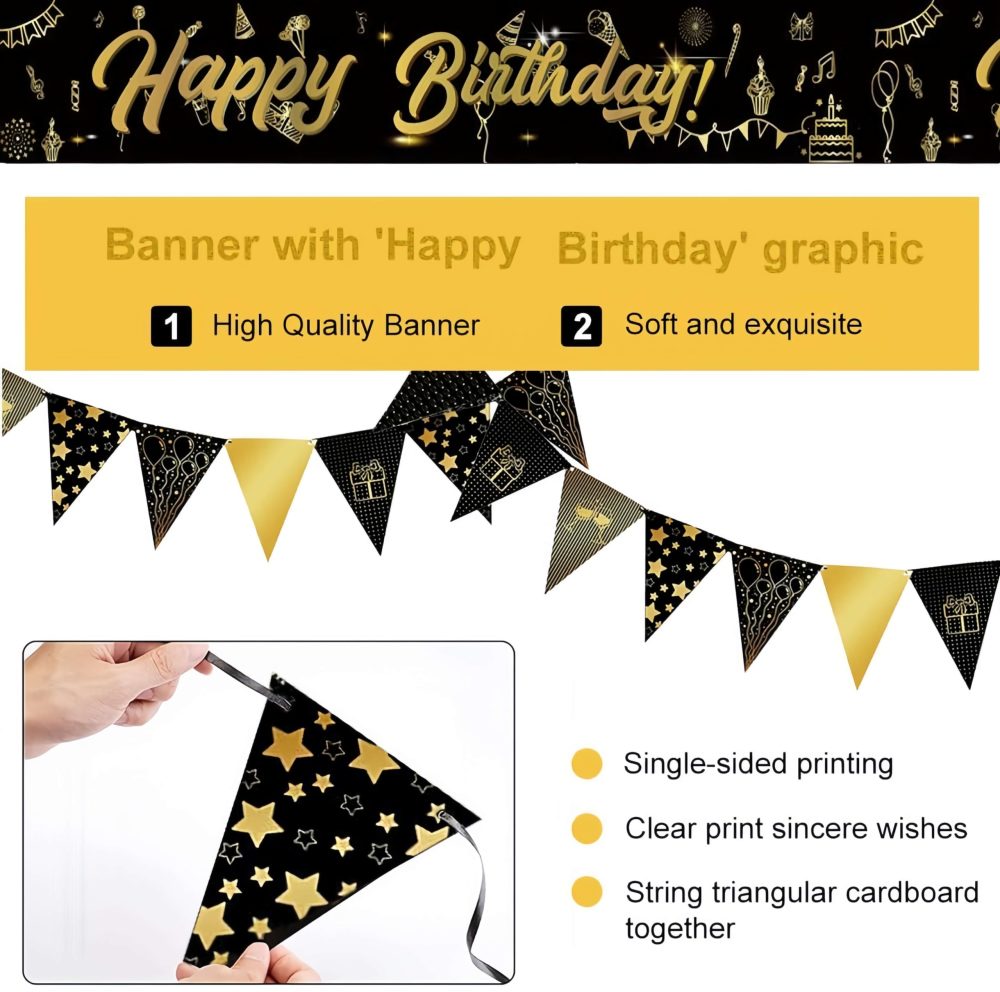 21st Birthday Decorations Set for Him,24Pcs Black Gold 21st Birthday Confetti Balloons,Gold Happy 21st Birthday Banner 21st Gold Foil Balloon Ribbon Cake Topper for Her Men Women 21 Year Old Party - Image 2