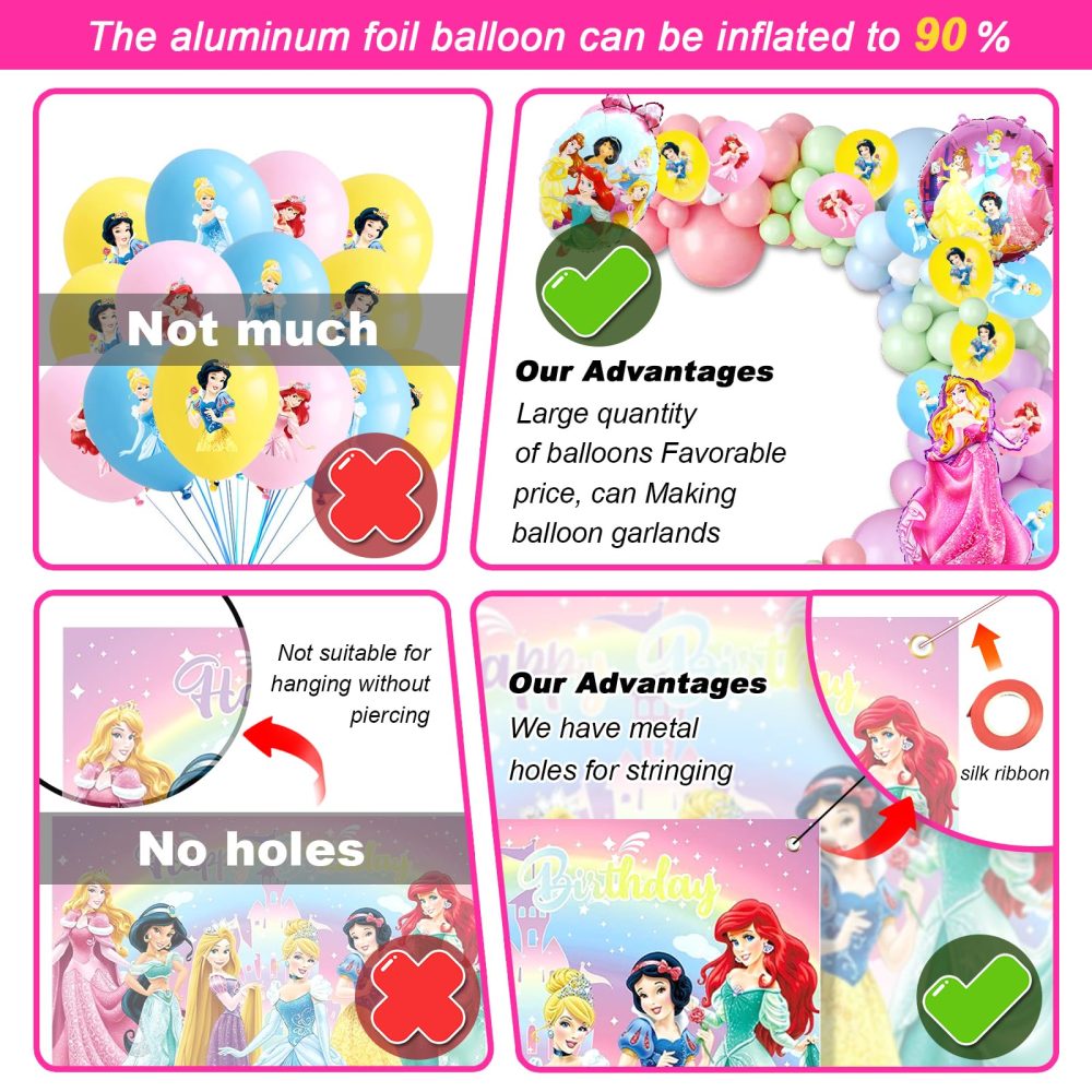 73Pcs Princess Balloons,Princess Party Decorations,Princess Birthday Decorations 3rd Girls,Foil Balloons,Princess Latex Balloons,Princess Themed Decorations for Girl’s Birthday - Image 2