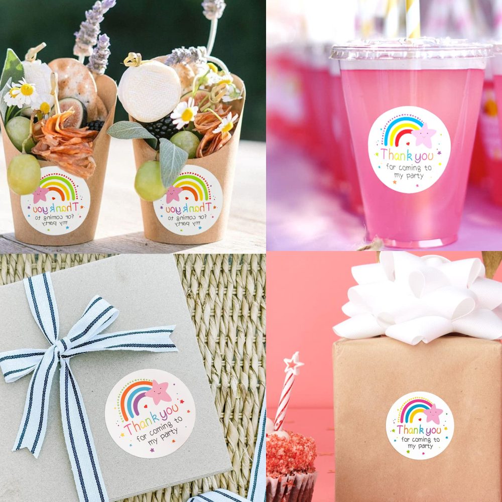 G2PLUS 5cm Thank You Stickers,60PCS Waterproof Thank You for Coming to My Party Stickers,Rainbow Stars Thank You Favors Stickers/Labels for Birthday Party Bags,Baby Shower Party Favors - Image 4