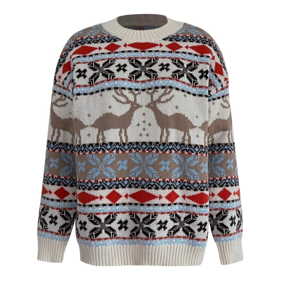 HZMM Christmas Jumper Sweatshirts Tunic Tops Women's Cute Funny Hilarious Ugly Christmas Sweater Women Long Sleeve Pullover Knitted Winter Ladies Jumper Sweatshirts Streetwear Beige - Image 2