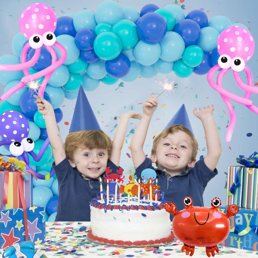 Under the Sea Party Decorations, Birthday Decorations for Boys, Under the Sea Balloon Arch Kit, Happy Birthday Banner, Ocean Animals Balloons Kids Boy Blue Birthday Party Decoration Supplies - Image 6