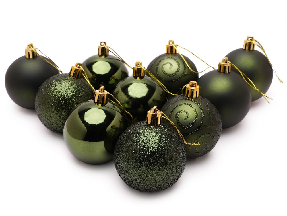 Christmas Concepts® Pack of 10-60mm Christmas Tree Baubles - Shiny, Matte & Glitter Decorated Baubles (Forrest Green) - Image 3