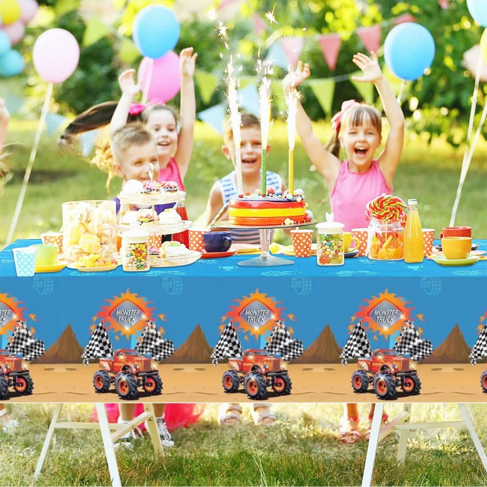 130*220cm Monster Truck TableCloth Party for Boys Birthday Parties,Rectangular Monster Truck Table Cover Plastic Tablecloths for Boys Kids Birthday Monster Truck Theme Party Supplies Decorations - Image 4