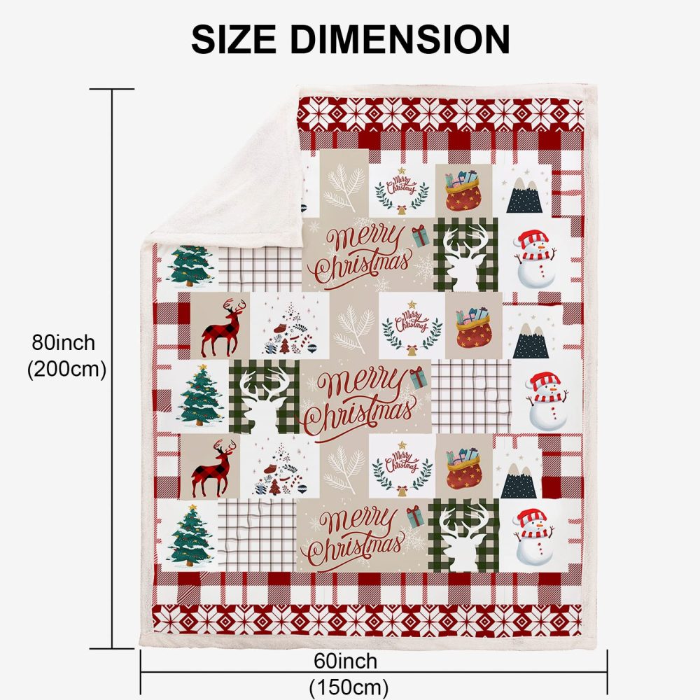 Christmas Throw Blanket Sherpa Christmas Santa Tree Deer Printed Rustic Blanket for Kids Teens Adults Soft Microfiber Blanket for Bed Couch 150 x 200cm - Image 6