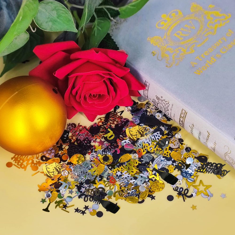 Giftota 70th Birthday Confetti (Gold Black) 30g, 70th Anniversary Confetti, 70th Number Confetti, 70th Birthday Anniversary Confetti Decoration Wedding Party Table Decorations - Image 3