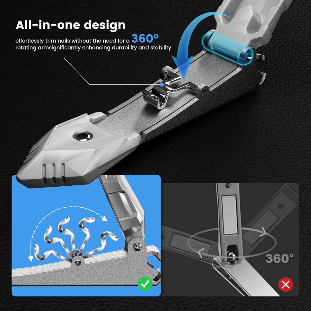 Nail Clippers for Men with Catcher, Professional Nail Clippers of Heavy Duty No Splash Self-Collecting, Stainless Steel Toenail Clippers for Fingernail and toenails,Nail Cutter for Seniors Adult Women - Image 2