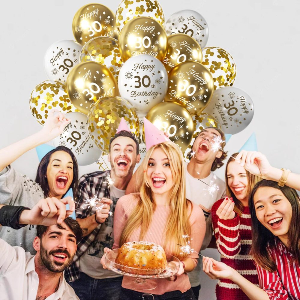 40th Birthday Balloons 15 Pcs White Gold Happy 40th Birthday Latex Confetti Balloons White Gold 40th Birthday Party Decorations Balloons for Men Women 40th Birthday Décor Anniversary Supplies (Age 40) - Image 5